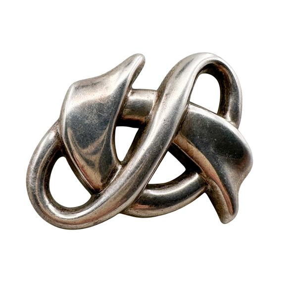 Mikal-Jon Bayanihan Sterling Silver Brooch Vtg Modernist Biomorphic Knot Signed - Picture 1 of 13